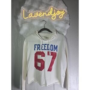 Rare Ralph Lauren Cropped Freedom Hoodie Womens Medium Indie USA School